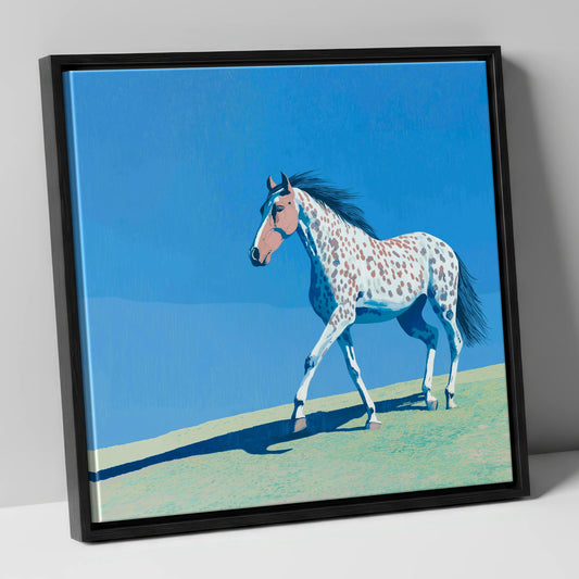 Appaloosa On The Ridge horse breed canvas wall art in black frame