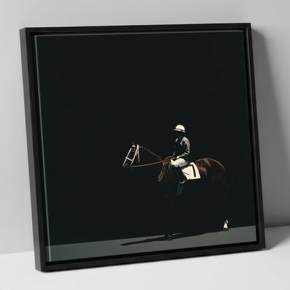The Quiet Contender racing horse canvas wall art in black frame