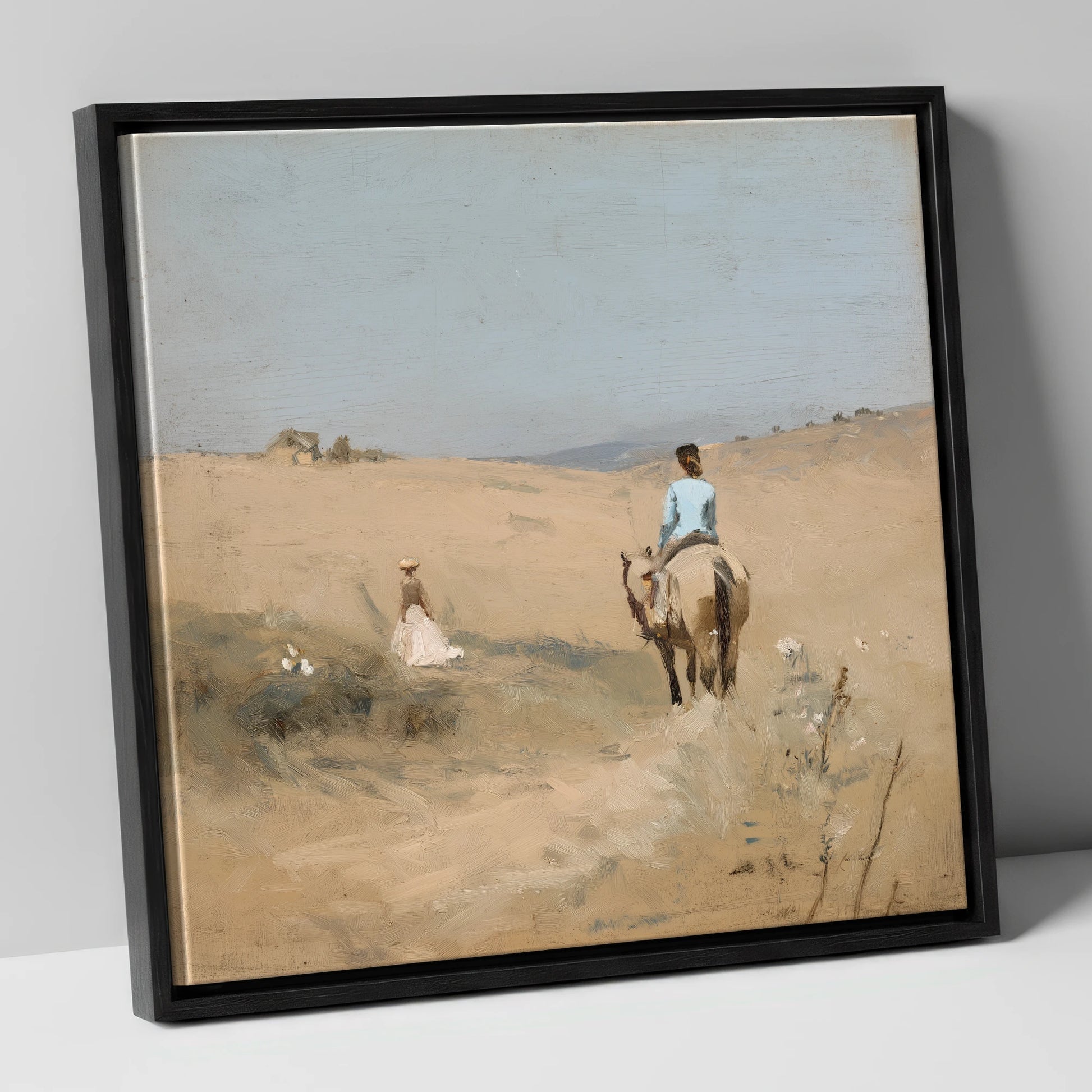 The Summer Hack horse & rider canvas wall art in black frame