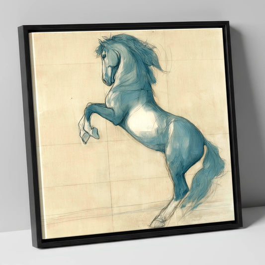 Azure Equine Study horse portrait canvas wall art in black frame