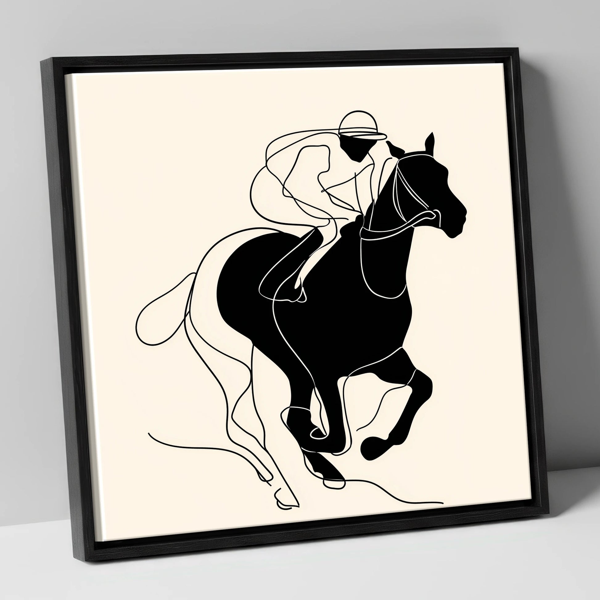 The Final Furlong racing horse canvas wall art in black frame