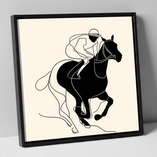 The Final Furlong racing horse canvas wall art in black frame