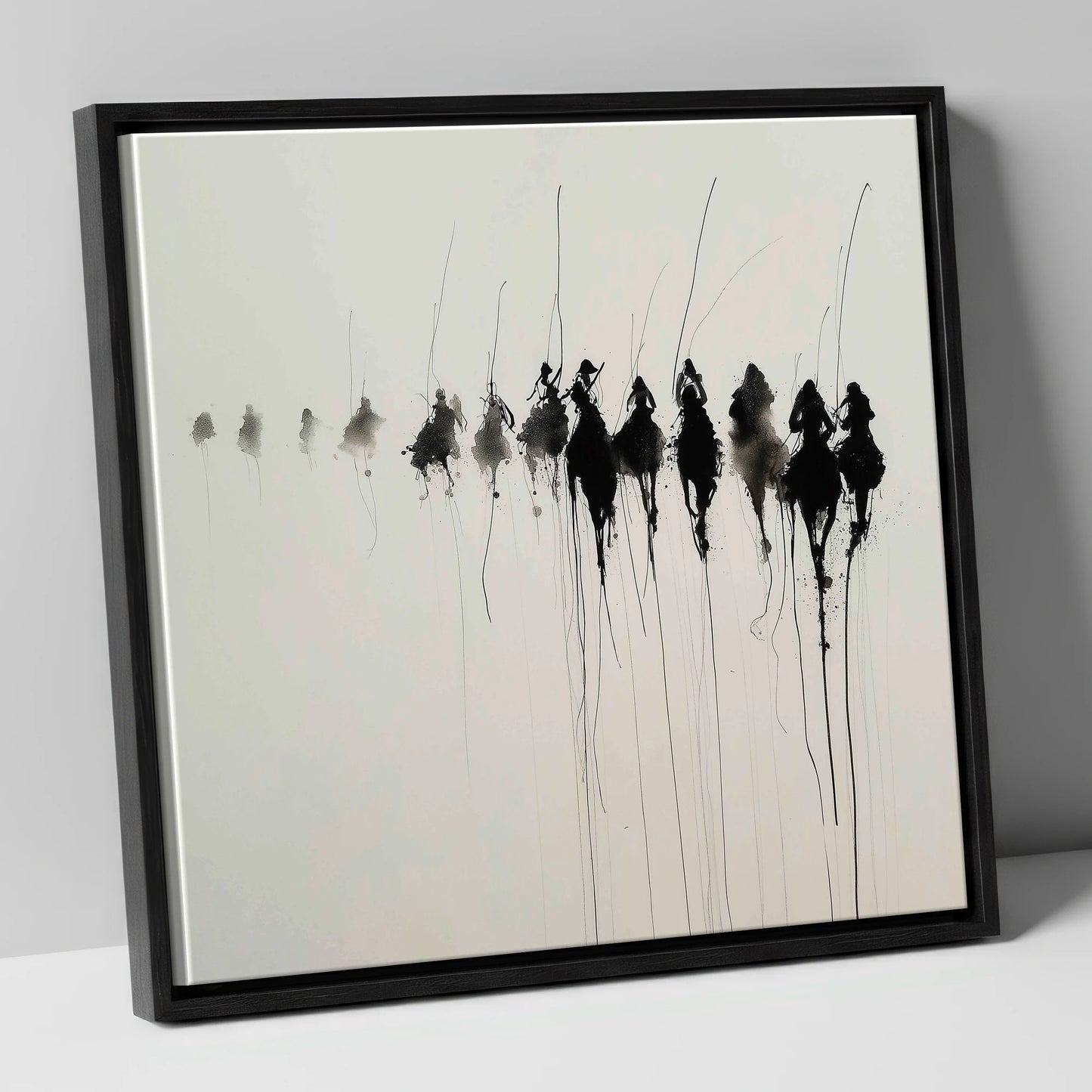 The Ethereal Field racing horse canvas wall art in black frame