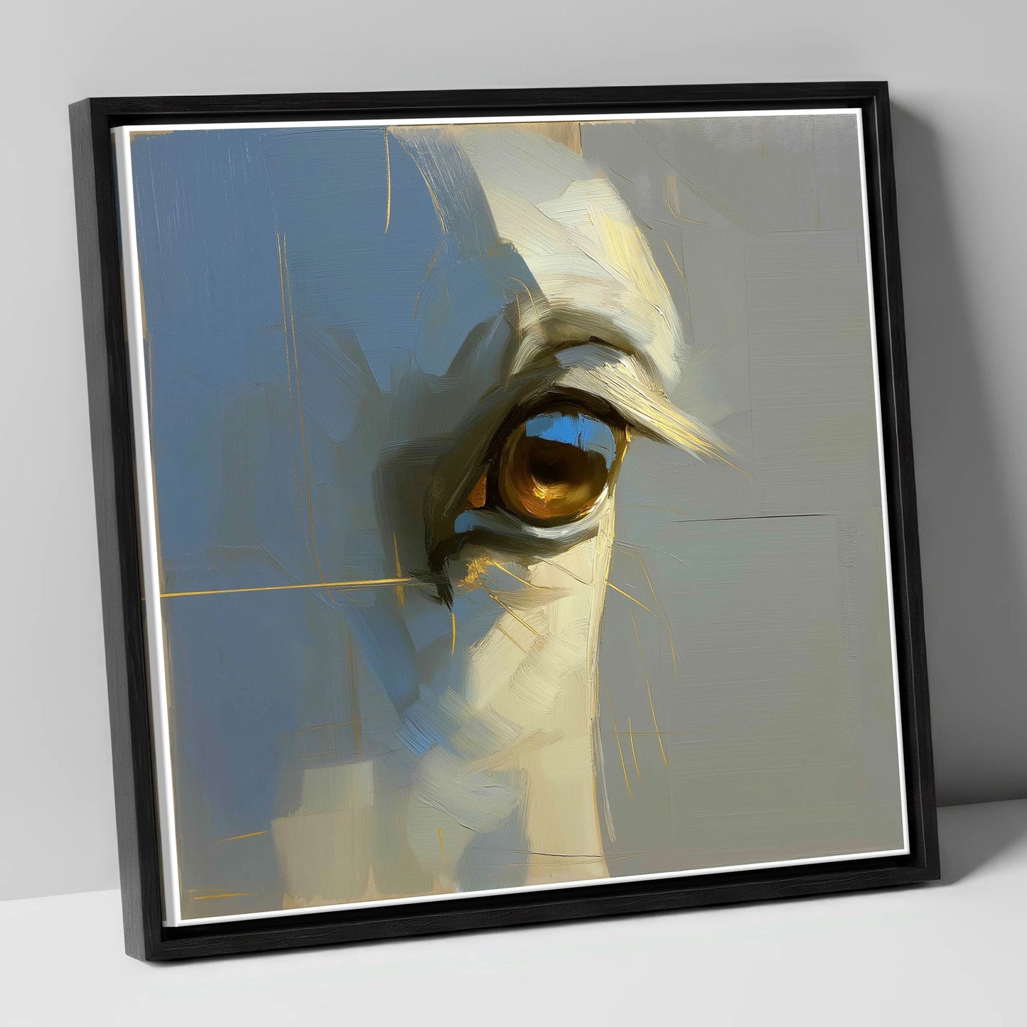 Soul of the Grey horse portrait canvas wall art in black frame