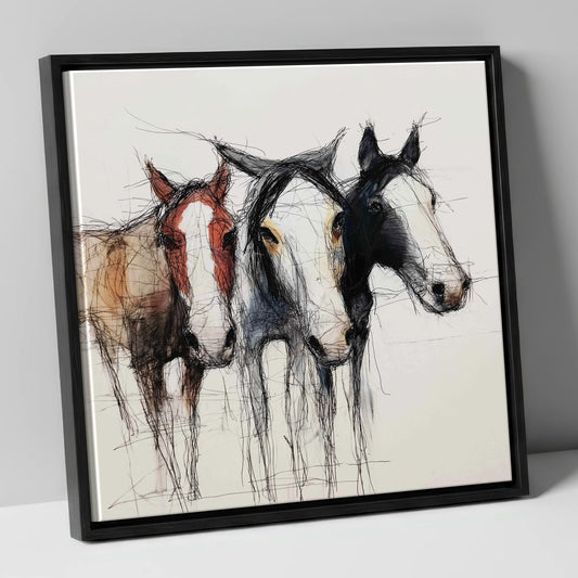 Restless Spirits wild horses canvas wall art in black frame