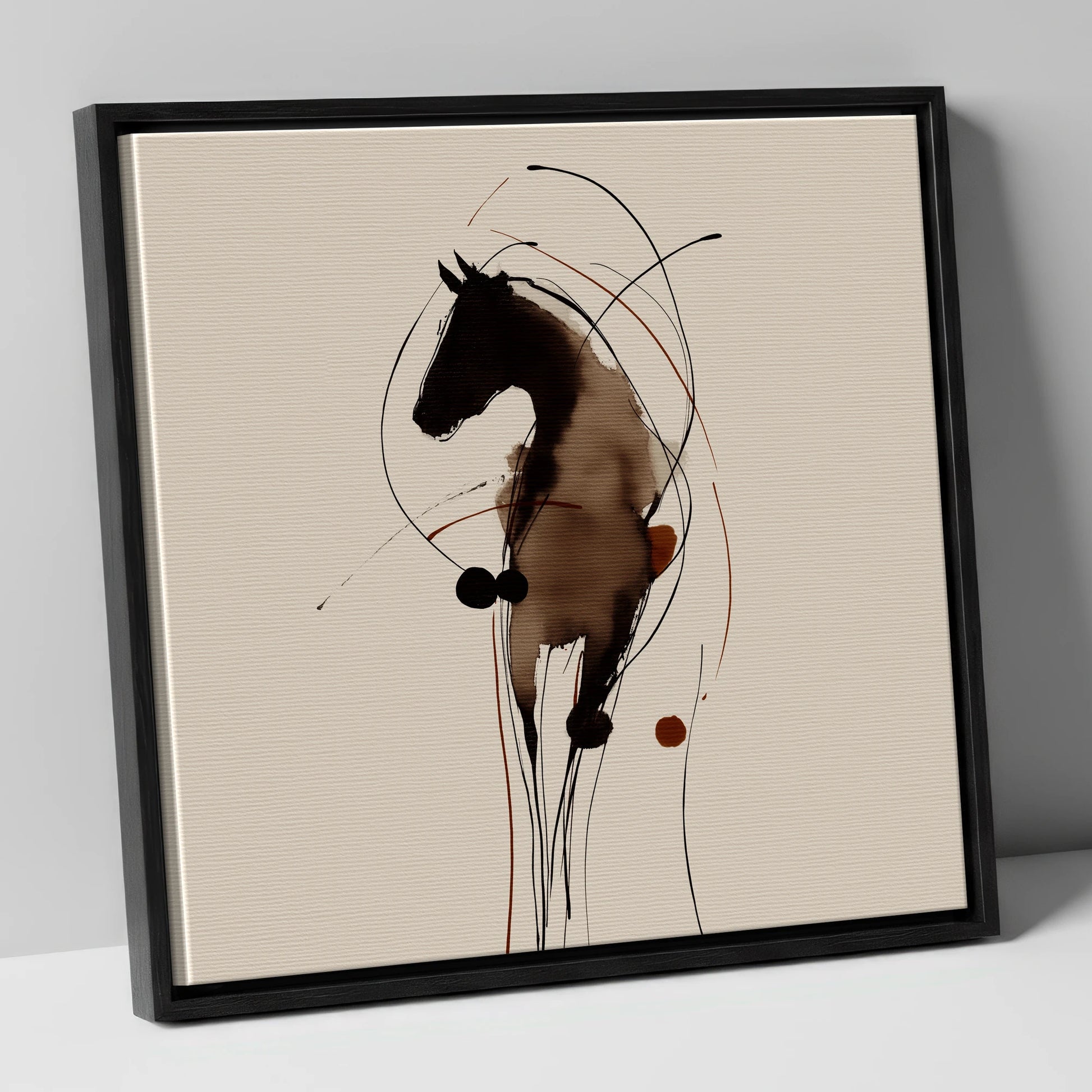 Fluid Ink Equine Portrait horse portrait canvas wall art in black frame
