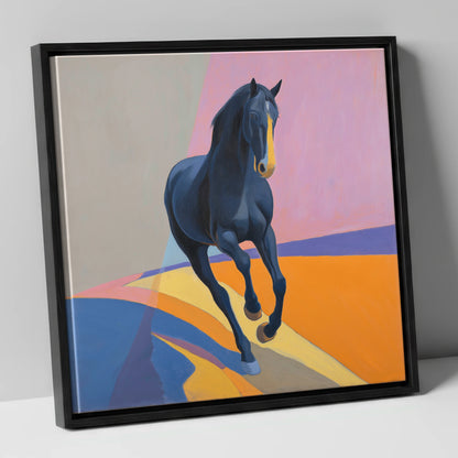 Midnight Cadence in Colour horse breed canvas wall art in black frame