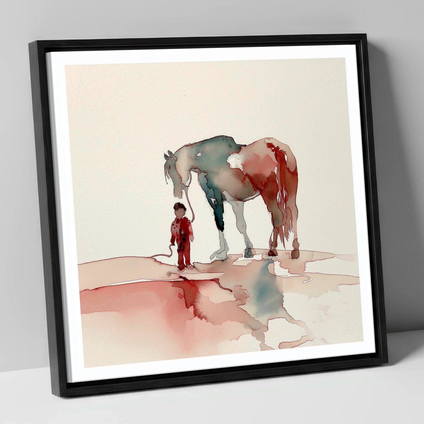 A Bond Beyond Words horse & rider canvas wall art in black frame