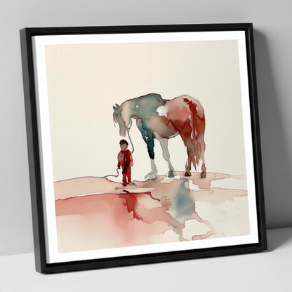 A Bond Beyond Words horse & rider canvas wall art in black frame