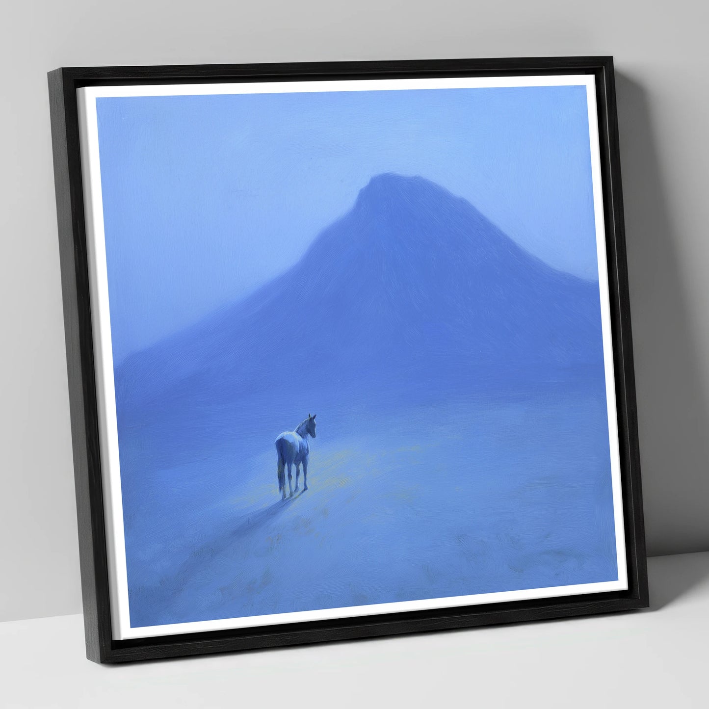 The Silent Peak horse landscape canvas wall art in black frame
