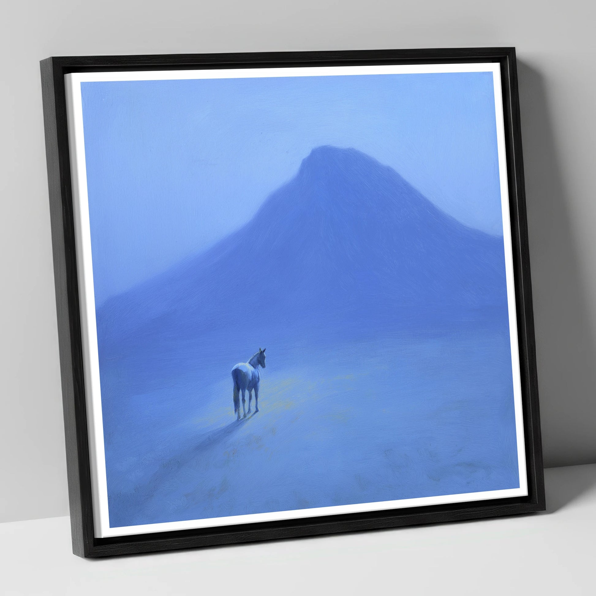 The Silent Peak horse landscape canvas wall art in black frame