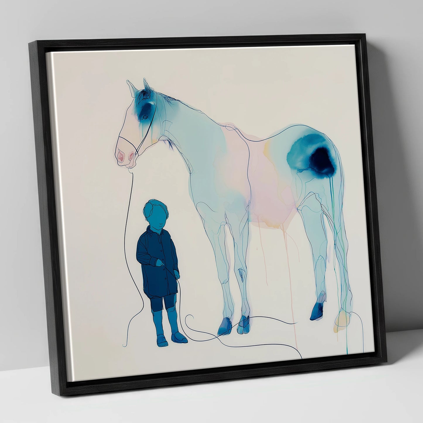 The Gentle Guide horse & rider canvas wall art in black frame