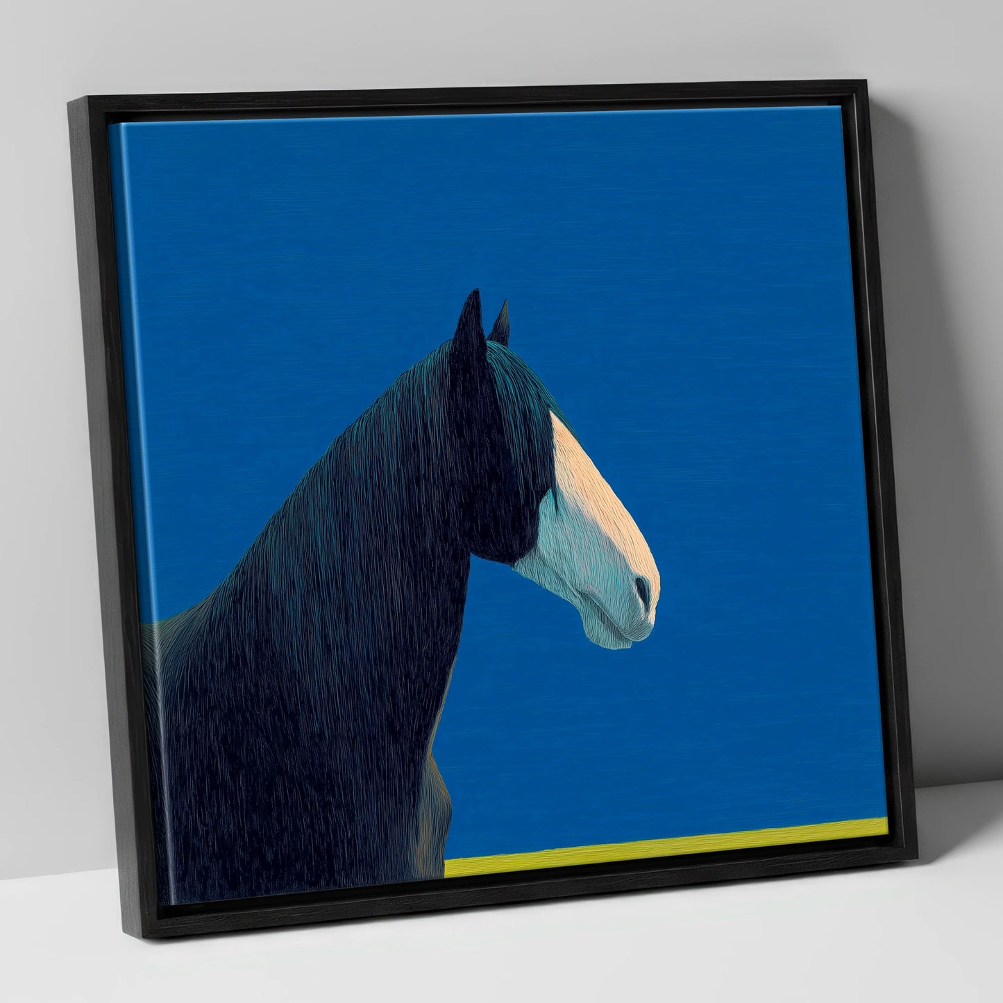 Azure Gentle Giant horse breed canvas wall art in black frame