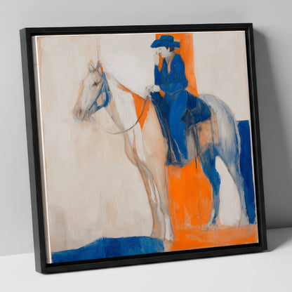 Ultramarine Western Rider western horse canvas wall art in black frame