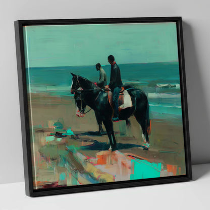 The Shoreline Hack horse landscape canvas wall art in black frame