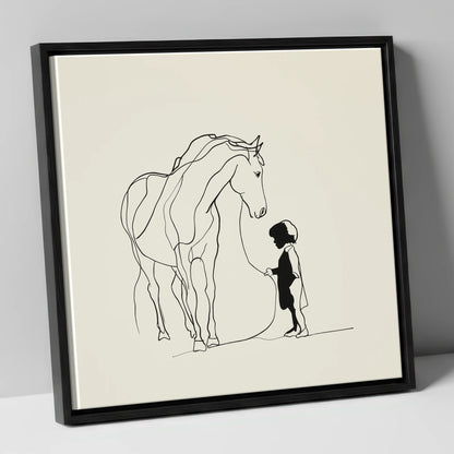 The Quiet Bond horse & rider canvas wall art in black frame