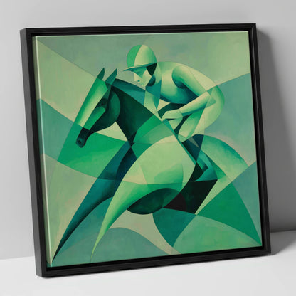 Emerald Racing Form racing horse canvas wall art in black frame