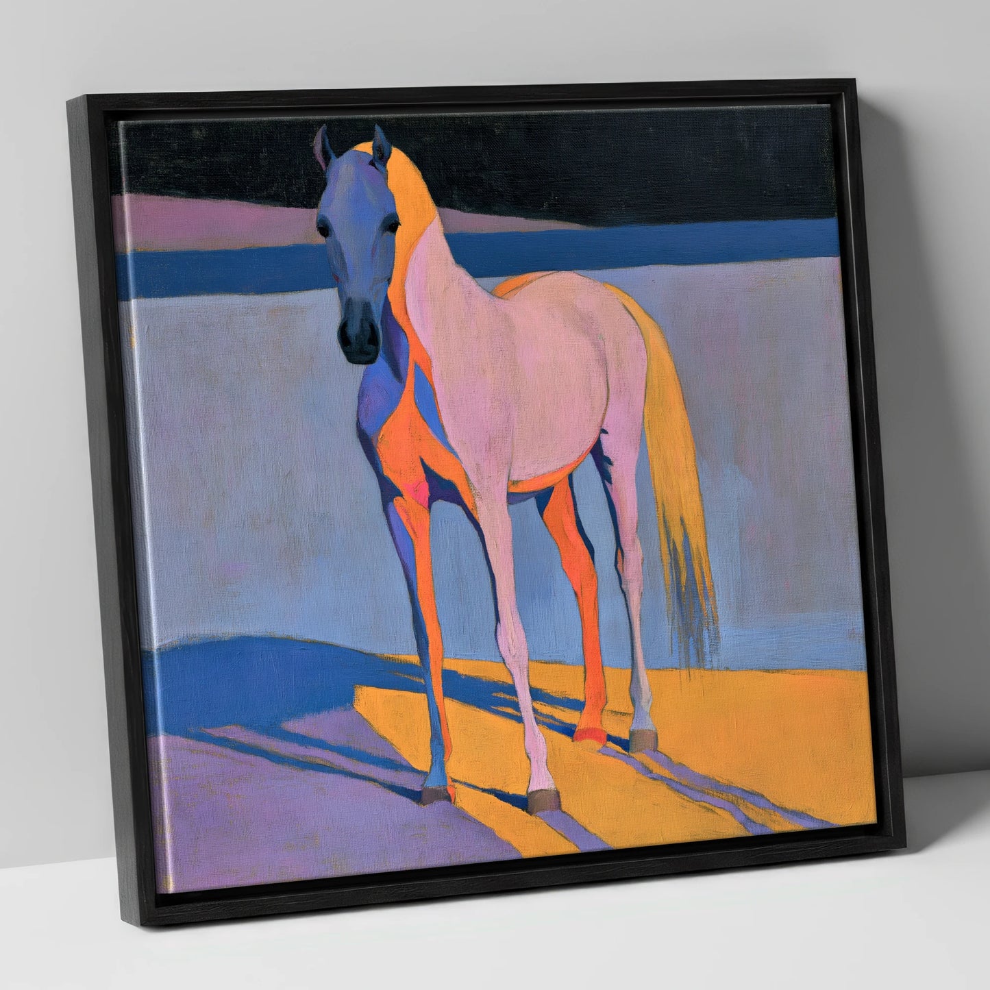 Vivid Painted Arabian Horse horse breed canvas wall art in black frame