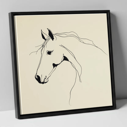Elegant Equine Silhouette horse breed canvas wall art in black frame