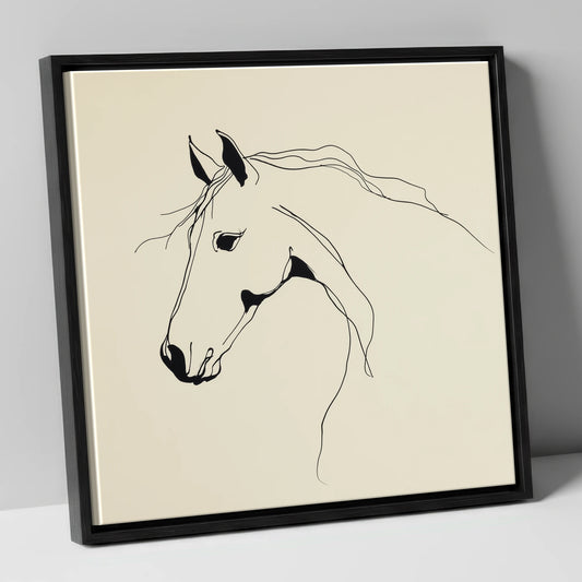 Elegant Equine Silhouette horse breed canvas wall art in black frame