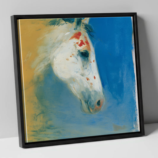 Cerulean Painted Profile horse breed canvas wall art in black frame