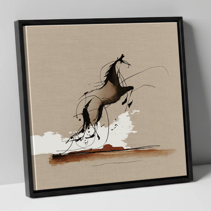 Rearing Wild Spirit wild horses canvas wall art in black frame