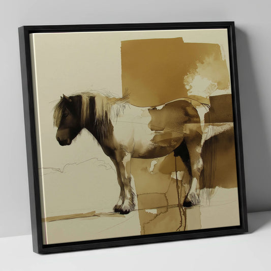 Earthy Cob Profile horse breed canvas wall art in black frame