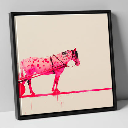 Vibrant Spotted Harness working horse canvas wall art in black frame