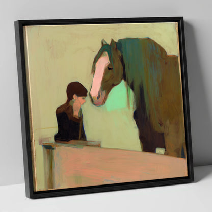 Silent Understanding horse & rider canvas wall art in black frame
