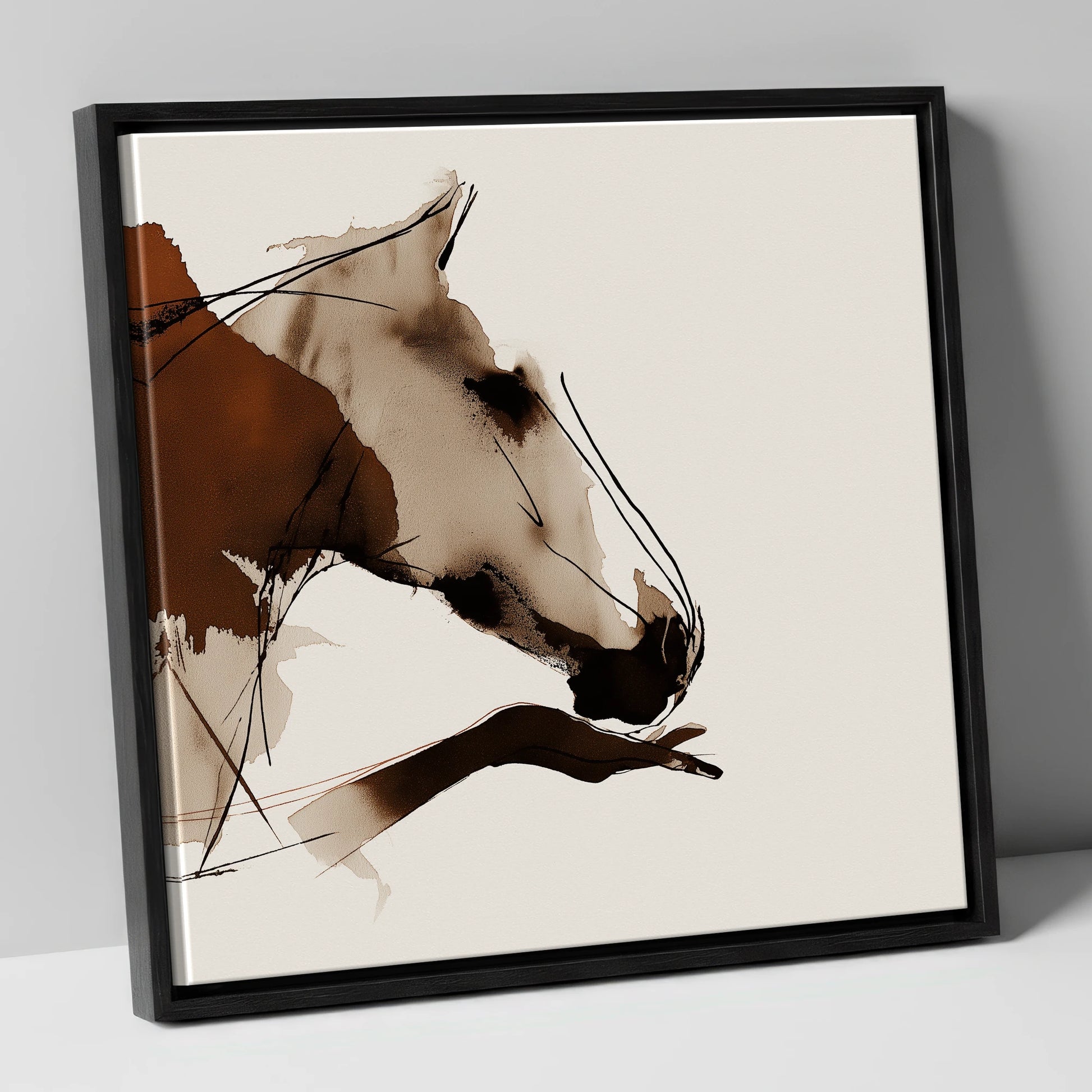 Unspoken Bond horse & rider canvas wall art in black frame