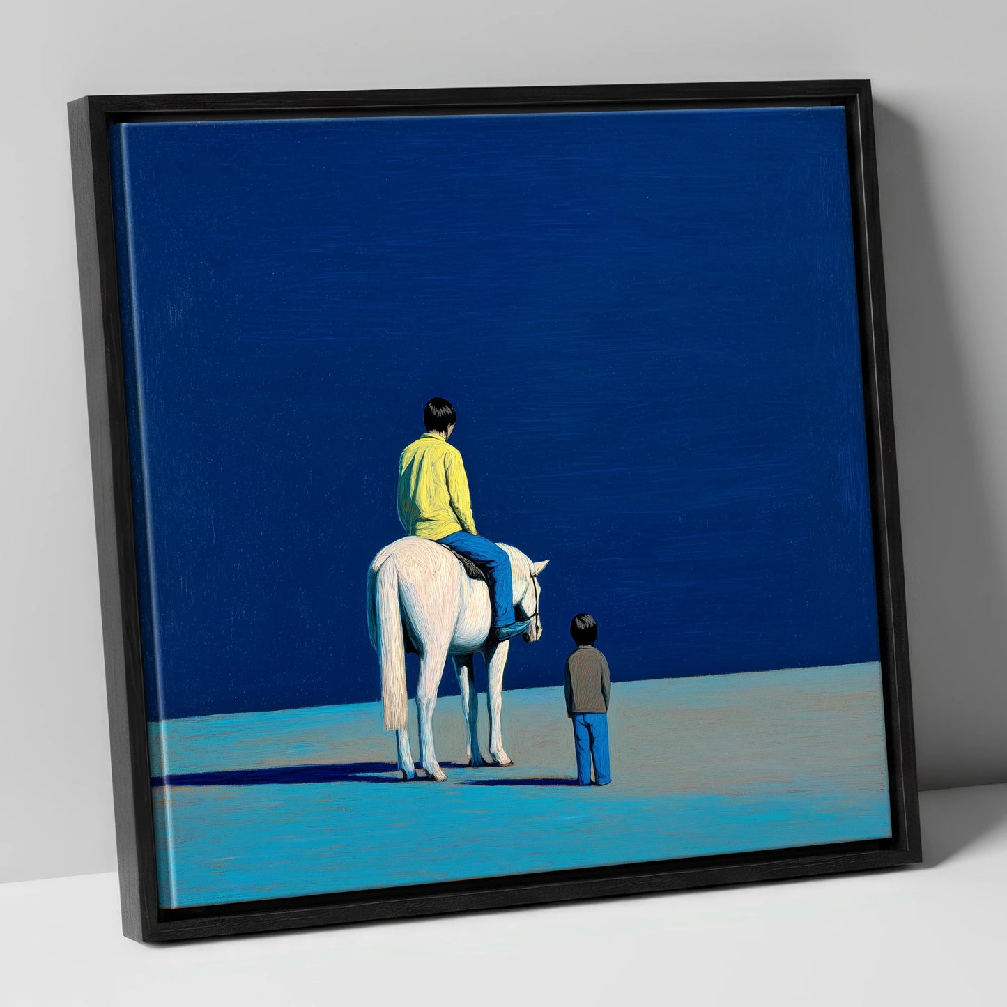 The Quiet Expanse horse & rider canvas wall art in black frame