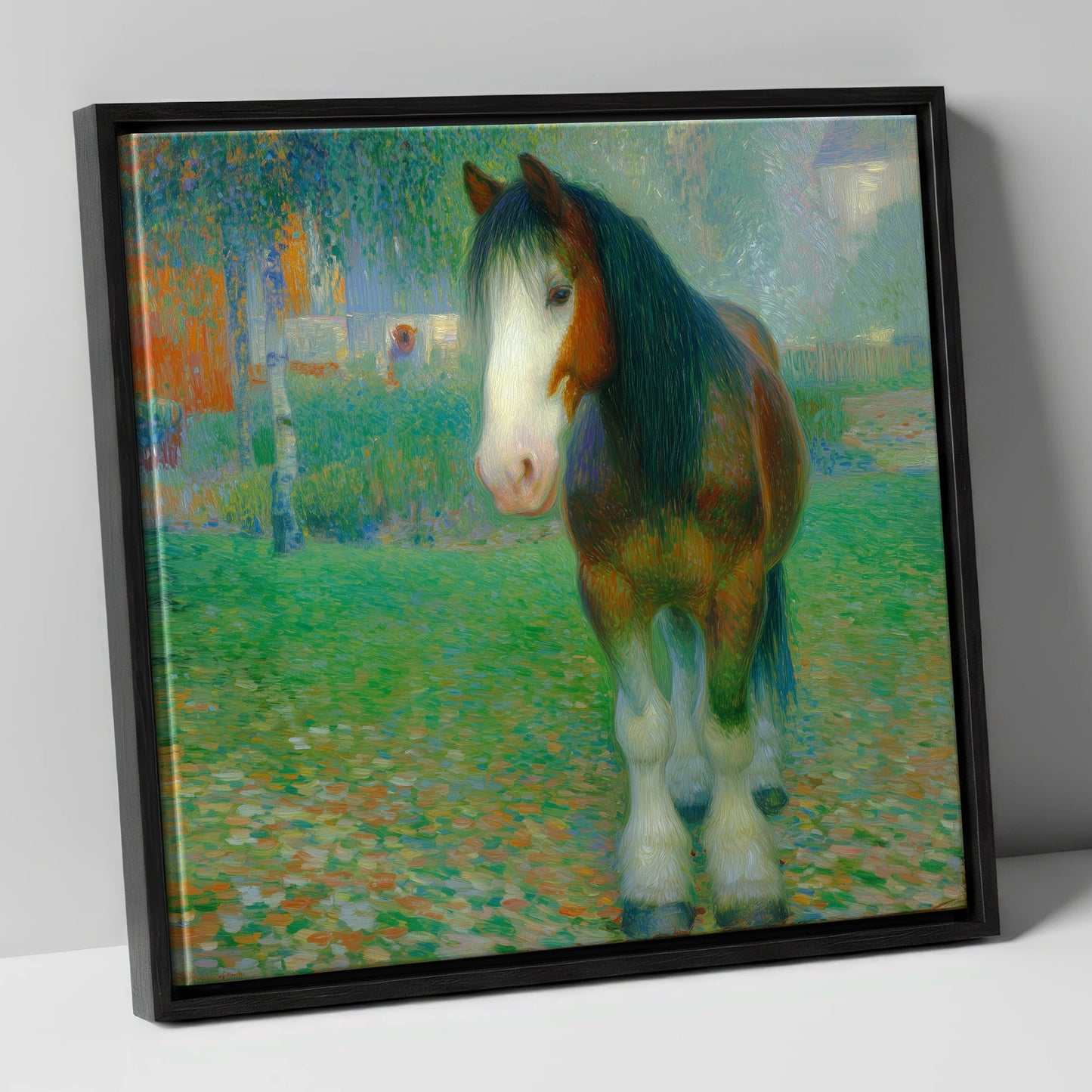 Luminous Gentle Giant horse breed canvas wall art in black frame