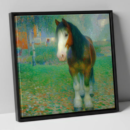 Luminous Gentle Giant horse breed canvas wall art in black frame