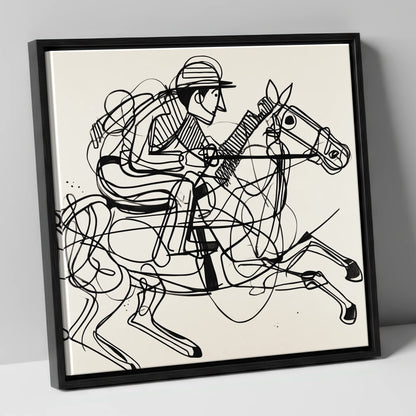 The Abstract Sprint racing horse canvas wall art in black frame
