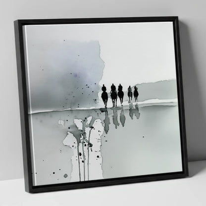 The Morning String racing horse canvas wall art in black frame