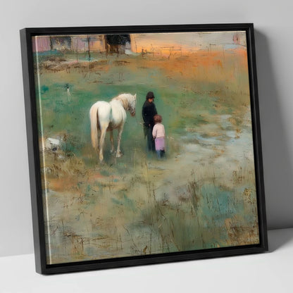 Twilight Companions horse & rider canvas wall art in black frame