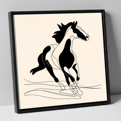 Fluid Equine Silhouette wild horses canvas wall art in black frame