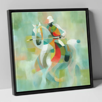 Harmonious Chukka polo horse canvas wall art in black frame