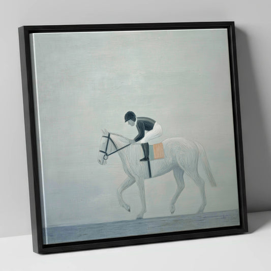 The Quiet Contender racing horse canvas wall art in black frame