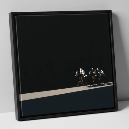 Speed in Shadows racing horse canvas wall art in black frame