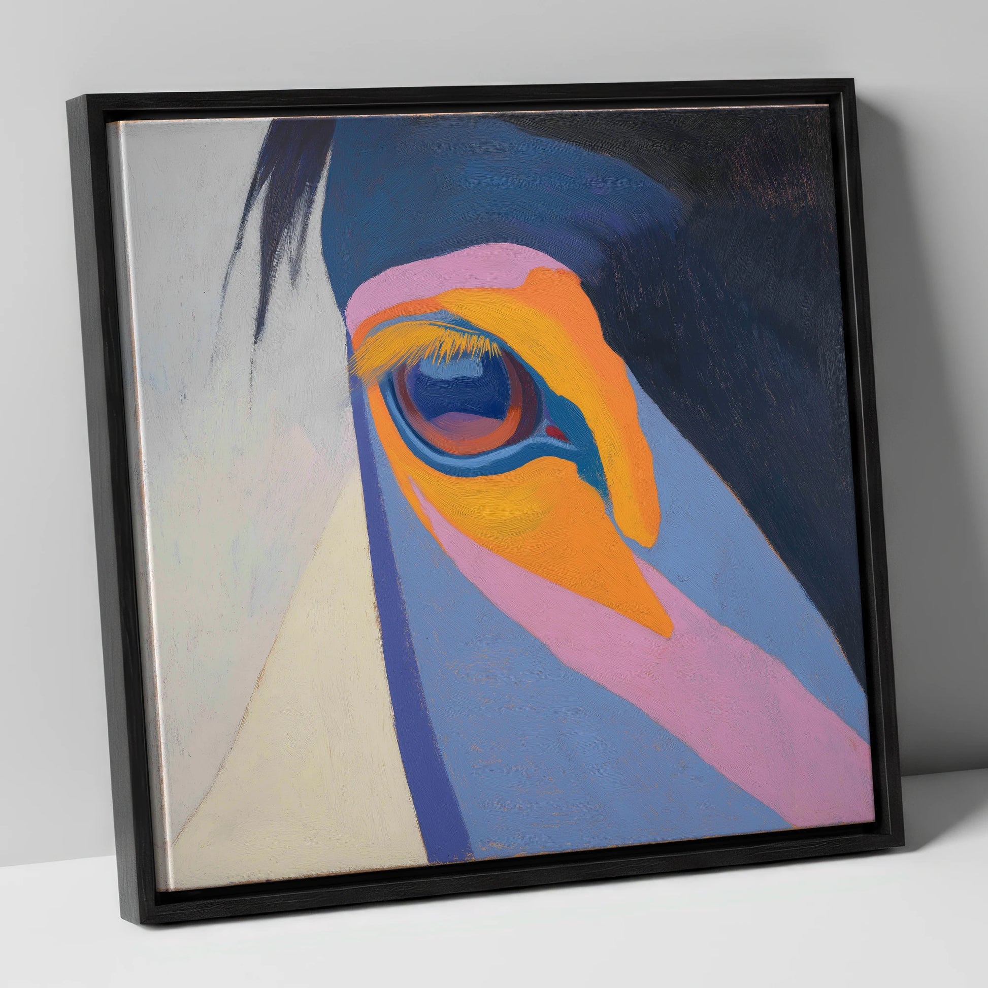 Chromatic Vision horse portrait canvas wall art in black frame