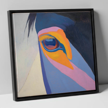 Chromatic Vision horse portrait canvas wall art in black frame