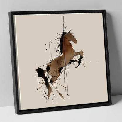 Rearing Spirit horse portrait canvas wall art in black frame