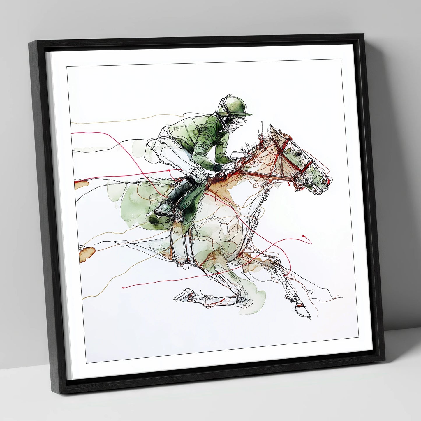 The Final Furlong racing horse canvas wall art in black frame