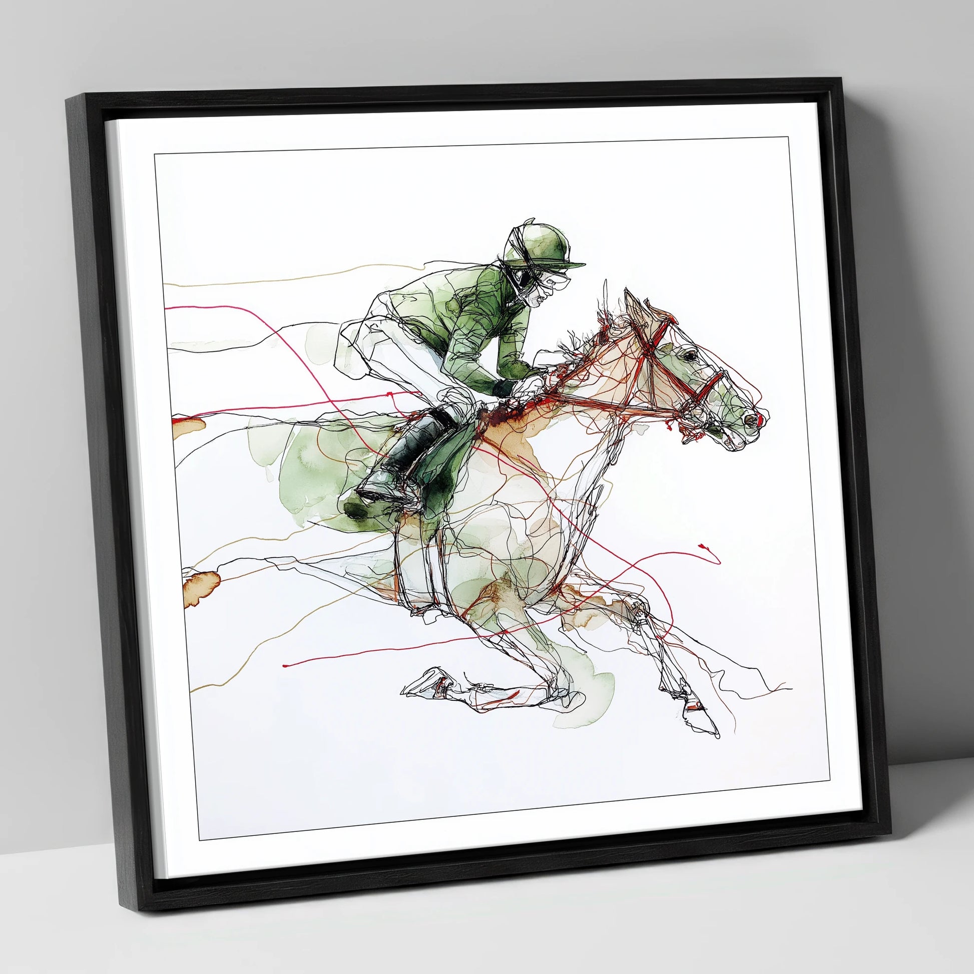 The Final Furlong racing horse canvas wall art in black frame