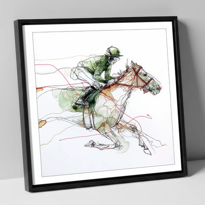 The Final Furlong racing horse canvas wall art in black frame