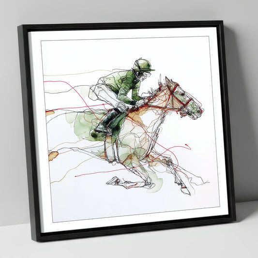 The Final Furlong racing horse canvas wall art in black frame