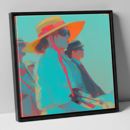 Grandstand Glamour racing horse canvas wall art in black frame