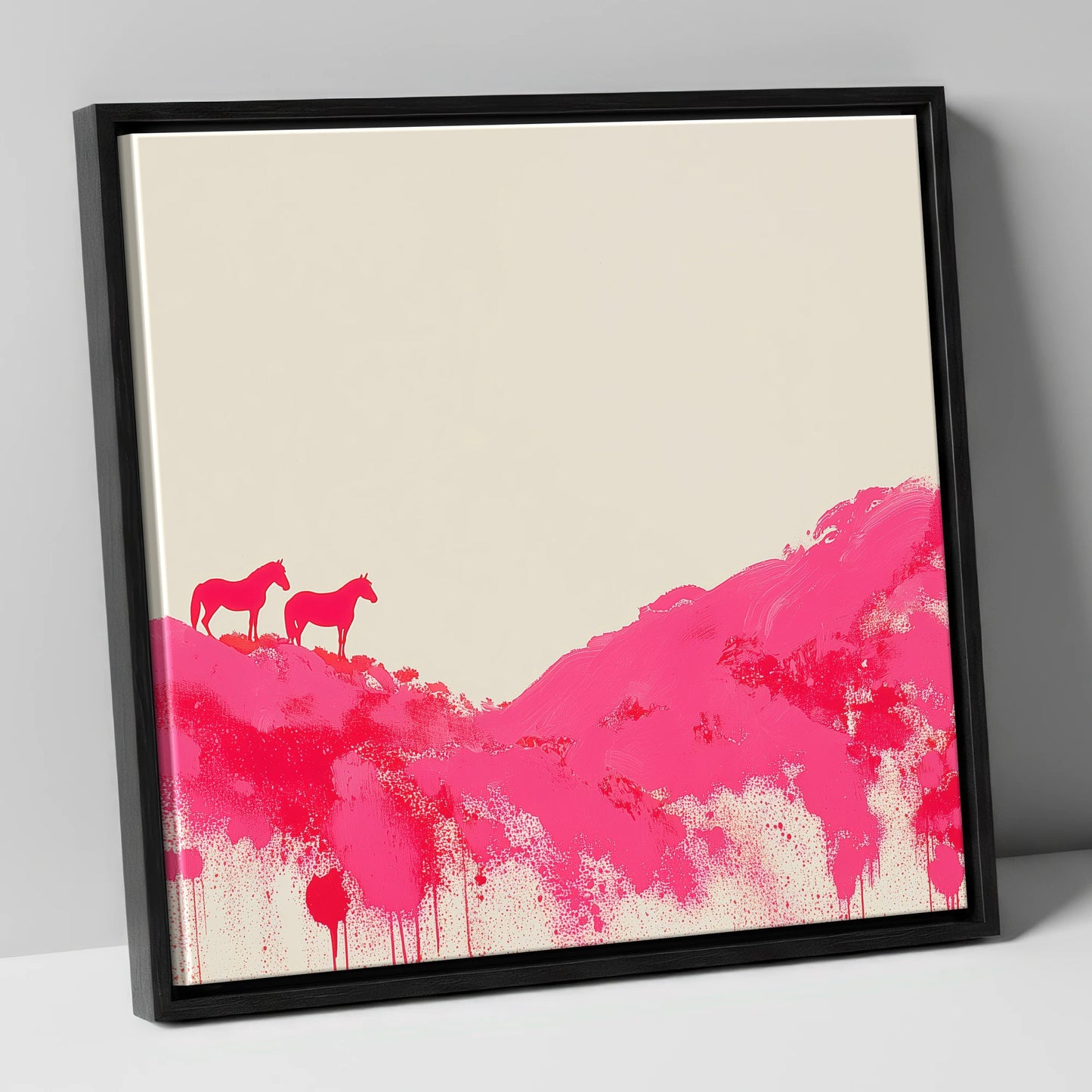 Magenta Ridge horse landscape canvas wall art in black frame