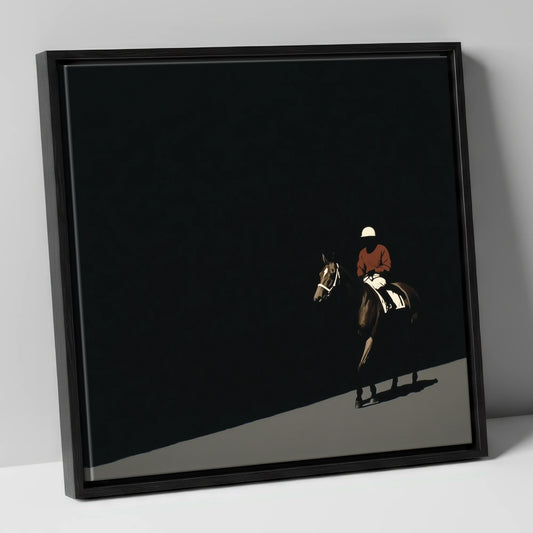 Before the Start racing horse canvas wall art in black frame